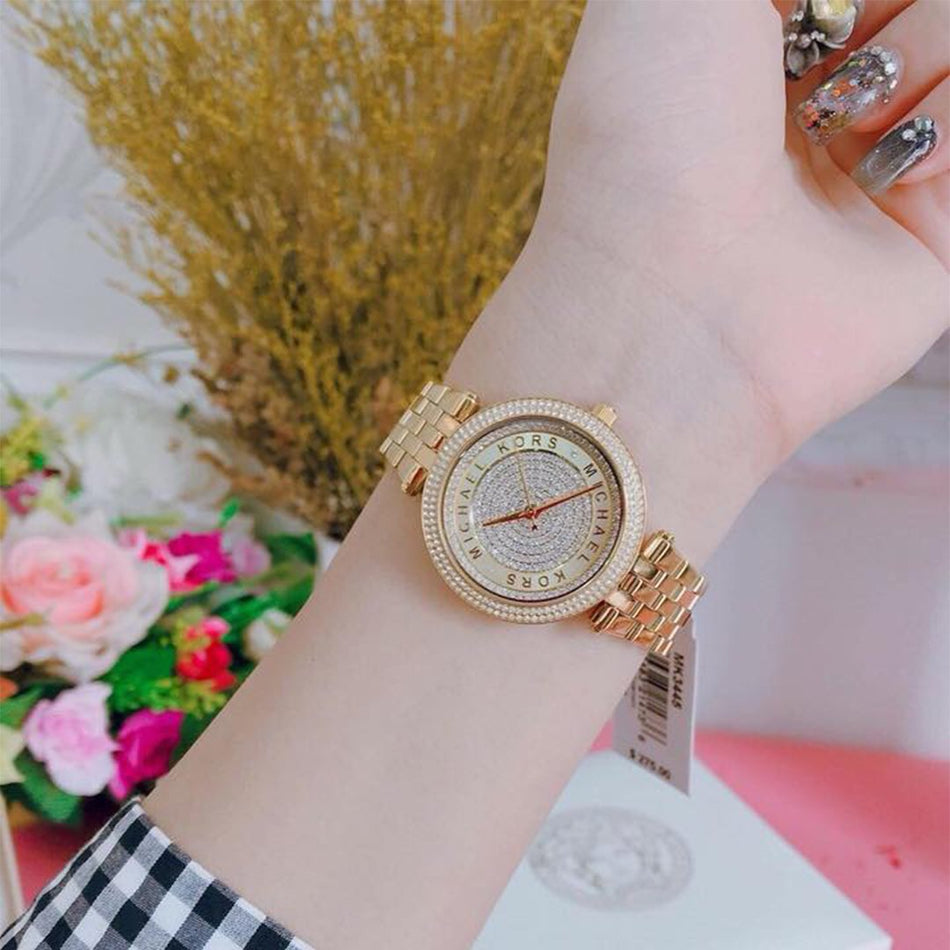 MONTRE Mini Darci Gold Crystal Pave Dial MK3445